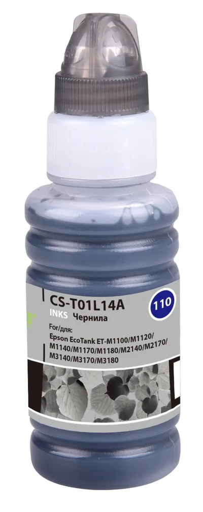 Чернила Cactus 110, 70мл, черный, совместимые, для Epson EcoTank M1100/M1120/M1140/M1170/M1180/M2140/M2170/M3140/M3170/M3180 (CS-T01L14A)