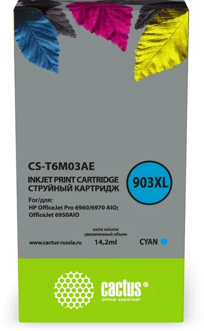 Картридж струйный Cactus CS-T6M03AE, голубой, 10мл, для HP OJP 6