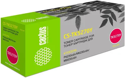 Картридж лазерный Cactus CS-TK5270Y, желтый, 6000 стр.
