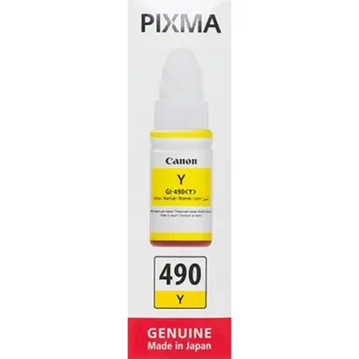 0666C001 - Чернила, Canon, INK GI-490 Yellow, 0666C001, для Canon PIXMA G1410/G2410/G2416/G3410/G3416, 70 мл, 7 000 стр. (А4)