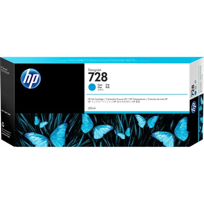 Картридж струйный HP F9K17A (HP 728) для DesignJet T730, T830. Голубой. 300 мл.