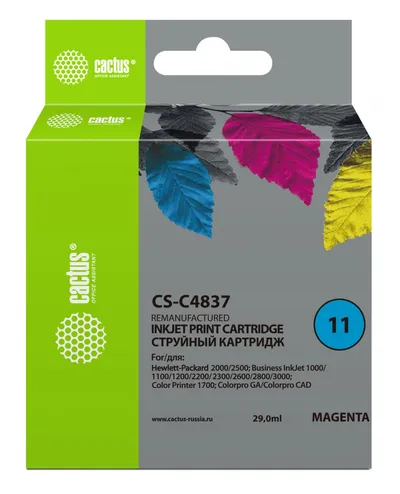 Картридж струйный CACTUS CS-C4837, №11 magenta, 29мл, для HP