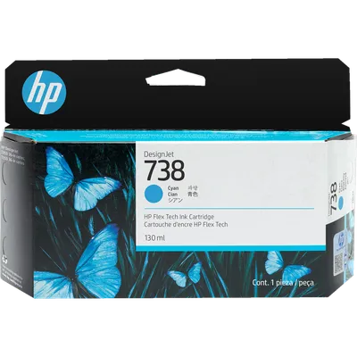 498N5A - 738 130-ml Cyan DesignJet Ink Cartridge  for DesignJet T850 130 ml.