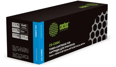 Картридж лазерный Cactus CS-C069C, голубой, 1900стр., для Canon