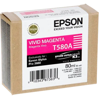 EPSON C13T580A00 Картридж для Epson Stylus Pro 3880 насыщенный пурпурный (Vivid Magenta) 80 мл. (LFP)