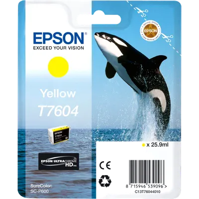 Картридж струйный Epson T7604 (C13T76044010), желтый, оригинальный