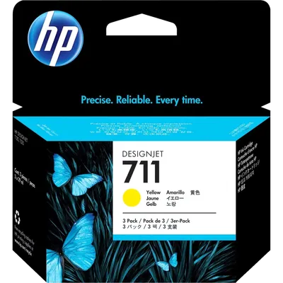 CZ136A - HP 711 желтый струйный картридж, 29 мл*3шт. Совместимость: HP Designjet T120/T520 ePrinter series. Ресурс (каждого картриджа): 6900 стр