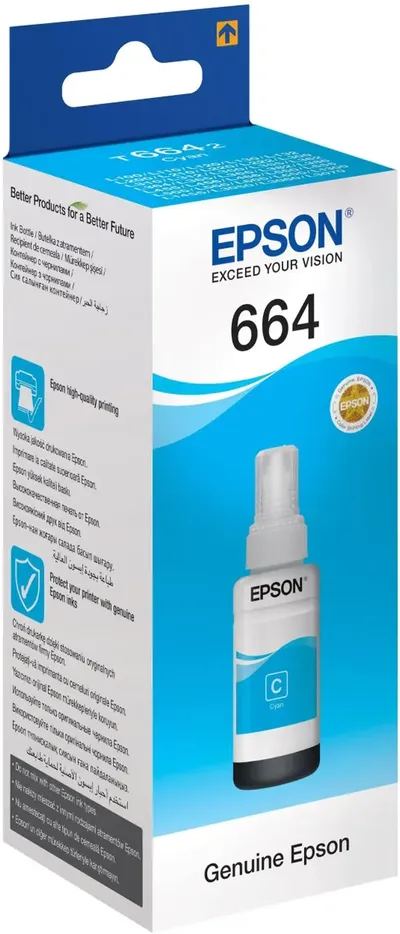Чернила Epson C13T66424A, 70мл, голубой, для L100/L200