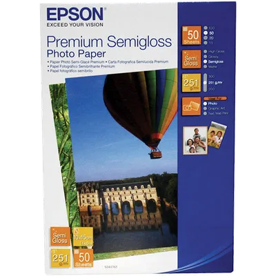 Бумага Epson C13S041765 10x15, 50л, 251г/м2 Полуглянцеваявысококачественная