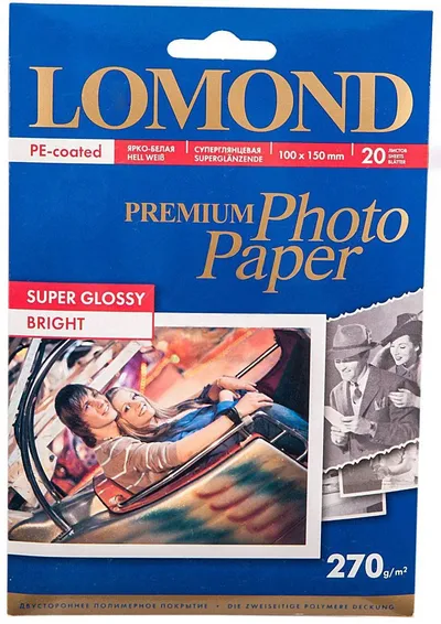 Фотобумага Lomond 1106102, A6, 270г/м2, суперглянцевая, 20л