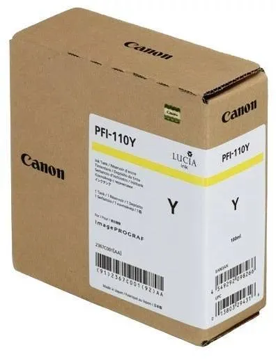Картридж струйный Canon PFI-110 Y для Canon imagePROGRAF TX-2000, TX-2100, TX-3000, TX-3100, TX-4000, TX-4100, пигментный желтый, 160 мл