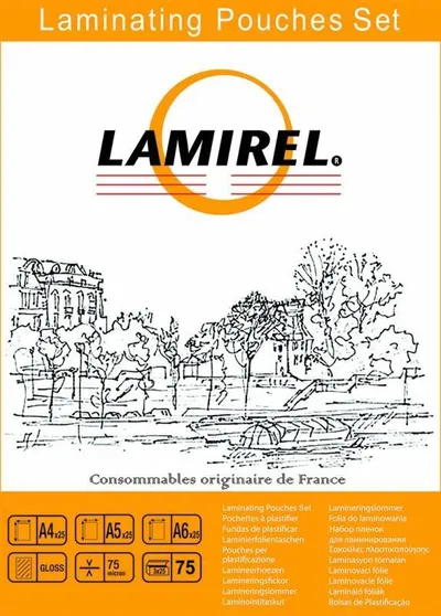 Плёнка для ламинирования Fellowes LA-78787, набор A4/A5/A6, 75 мкм, 75 шт.