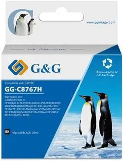 Картридж струйный G&G GG-C8767H черный для HP DJ 5740/5743/5745/5748/5793/5940/5943/6540/6540d/6540dt/6543/6543d/6620/6623/6840/6843/6940/6940dt/6943/6980series/6980dt/6983/6985/9800series/9860/DJ 6310/6310xi/6313/6315/6318