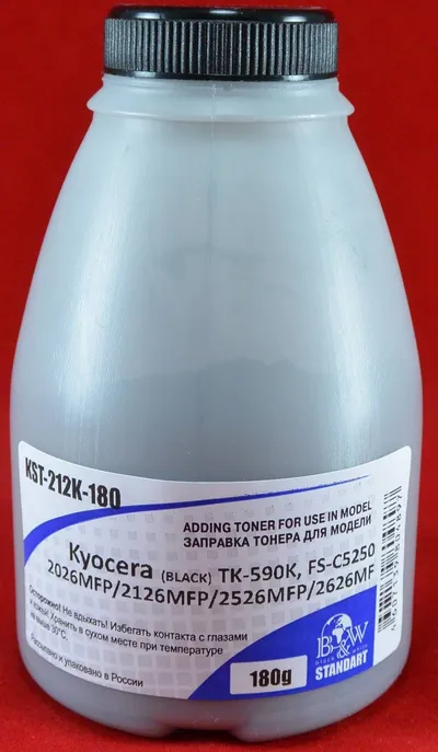 Тонер для Kyocera TK-590K, FS-C5250/2026MFP/2126MFP/2526MFP Black (фл. 180г) 7K B&W Standart фас.Россия