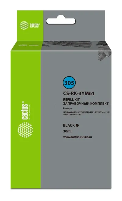 Заправочный набор струйный Cactus CS-RK-3YM61, 30мл, черный для DeskJet 2710/2120/2721/2722(совместимый