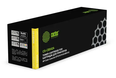 Картридж лазерный Cactus CS-CB542A для HP Color LaserJet CP1215, CP1515, CM1312, желтый, 1400 стр.