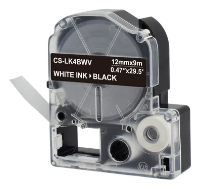Ленточный картридж Cactus CS-LK4BWV, белый на чёрном, 12 мм, 9 м