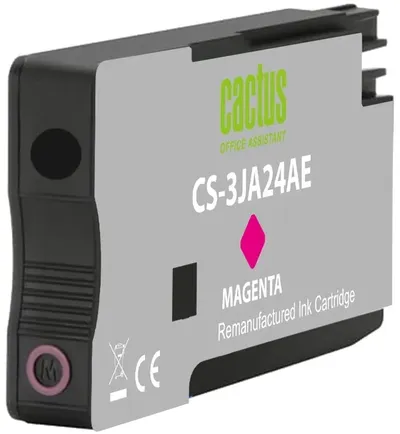 Картридж струйный Cactus CS-3JA24AE, пурпурный, 11мл, для HP OfficeJet 9010-9025