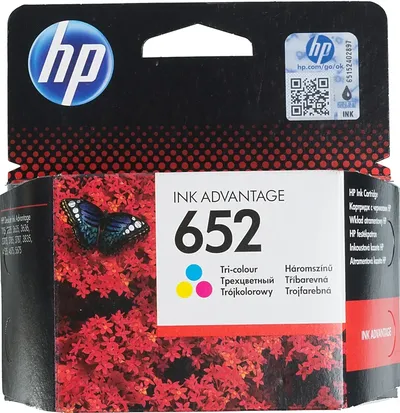 F6V24AE - HP 652 Tri-Color Original Ink Cartridge для HP DeskJet Ink Advantage 1100, 2100, 2200, 3600, 3700, 3800, 4500, 4600, 5000, 5200 series