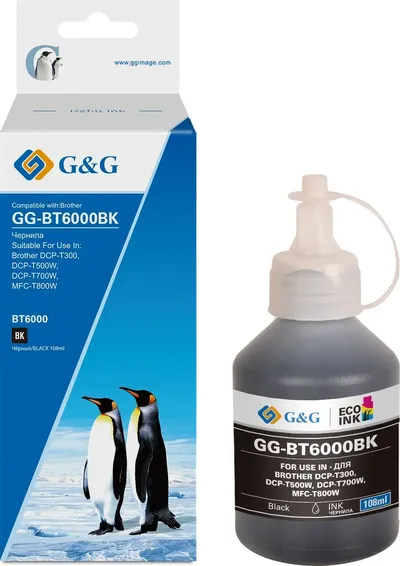 Чернила G&G GG-BT6000BK, черный, 108мл, для Brother HL-1110/DCP-1510