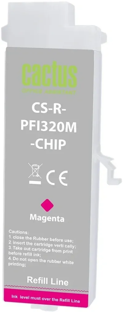 Картридж перезаправляемый струйный Cactus CS-R-PFI320M-CHIP PFI-320M пурпурный (260мл) для Canon imagePrograf TM-200/200MFP/205/300/300MFP/305/250/255/350/355 с чипом