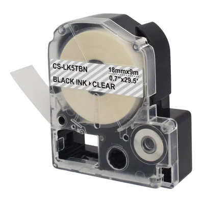 Картридж ленточный Cactus CS-LK5TBN, черный на прозрачном, 18×9мм, для Epson LW