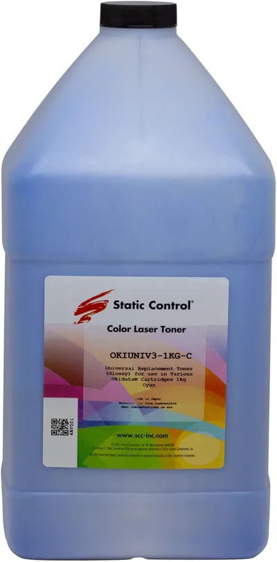 Тонер Static Control OKIUNIV3-1KG-C, голубой, 1000г, для Oki C3300N/5500
