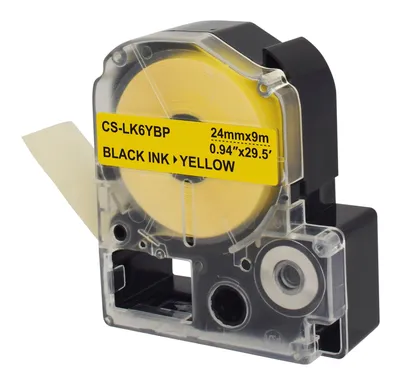 Картридж ленточный Cactus CS-LK6YBP, черный на желтом, 24мм, 9м, для Epson LW/Z