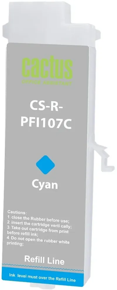 Картридж струйный Cactus CS-R-PFI107C, голубой, 260 мл, для Canon imageProGRAF