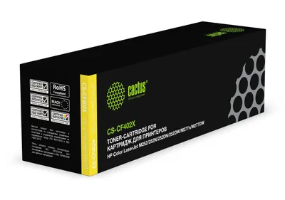 Картридж лазерный Cactus CS-CF402X для HP Color LaserJet M252, M252N, M252DN, M252DW, M277n, M277DW, желтый, 2300 стр.