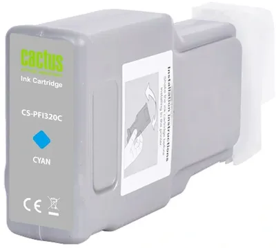 Картридж струйный Cactus CS-PFI320C PFI-320 C голуб.пигм. (300мл) для Canon imagePROGRAF TM-200/TM-200 MFP L24ei/TM-205/TM-300 с чипом