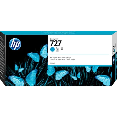 Картридж струйный для плоттера HP (F9J76A) DesignJet T1500/T920/T2500, №727, 300 мл, голубой, оригинальный