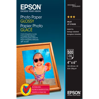 Бумага Epson C13S042549, Photo Paper Glossy, 200г/м², 10×15, 500л