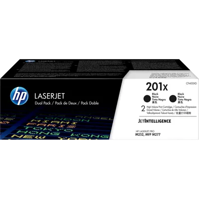 CF400XD Картридж HP (201X) оригинальный, черный, двойная упаковка (2-Pack), повышенной емкости Black, CF400XD