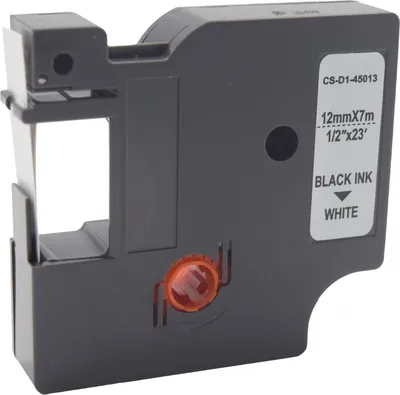 Картридж ленточный Cactus CS-D1-45013, 12мм, белый/черный, 7м, для DYMO