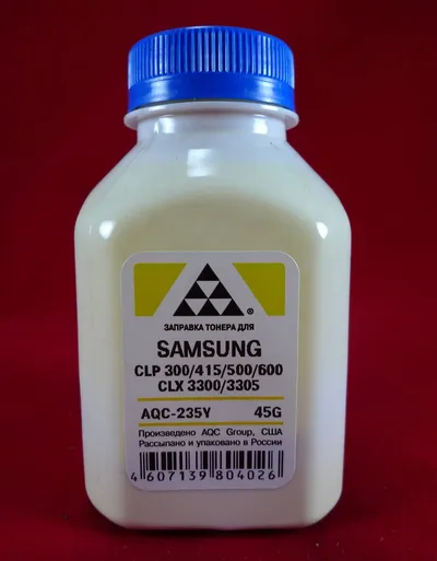 Тонер SAMSUNG CLP 300/315/320/325/360/415/500/510/600/610/660/CLX3300/3305 Yellow (фл. 45г) AQC-США фас.Россия