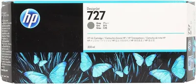 Картридж струйный для плоттера HP (F9J80A) DesignJet T1500/T920/T2500, №727, 300 мл, серый, оригинальный