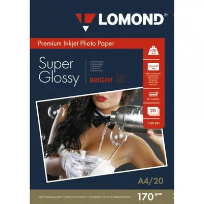 Фотобумага Lomond 1101101, A4, 170 г/м², 20л, высокоглянцевая