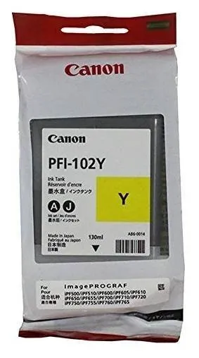 Картридж струйный Canon PFI-102Y для iPF510/605/610/650/655/750/760/765/LP17, желтый